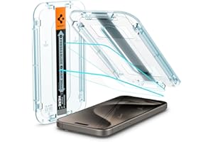 Spigen iPhone 15 Pro ガラスフィルム 貼り付けキット付き 9H硬度 ナノコーティング 2枚入 EZ Fit AGL06892