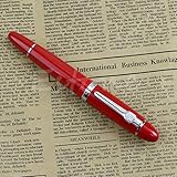 デラックススチール Jinhao 159 ブルーとシルバートリムペン先スムーズ万年筆羽ペンとセット