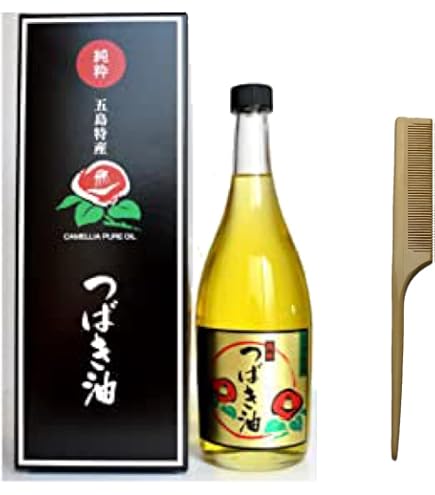 Amazon.co.jp: 五島特産 純粋椿油 つばき油 720ml 木櫛セット