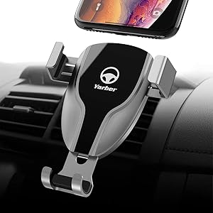 Yarber スマホ車載ホルダーiPhone スマホホルダー 車 エアコン吹き出し口用 重力固定式 自動変形 取り付け簡単//片手操作/多機種対応 (ブラック)