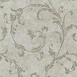 Beacon House 495-69065 Milton Taupe Shimmer Scroll Wallpaper [並行輸入品]