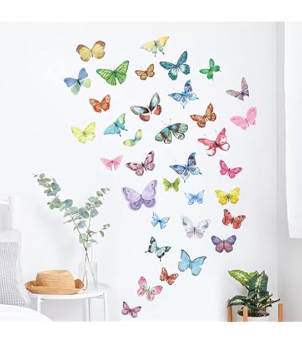Live Laugh Love Wall Decals - Blue Butterfly Motivational Quotes Vinyl Stickers
