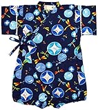 村信 朝顔&とんぼ柄 甚平風ロンパス 男児 ネイビー 80cm 71735 日本製