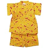 《盛夏 甚平》(ジンベイ) 日本製ベビー女児 リップル生地金魚総柄衿フリル甚平スーツ 80cm/イエロー NO.OG-75550