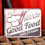 アンティークエンボスプレート「Good Food」（MINI RECTサイン）　／ブリキ製看板／ティンサイン／アメリカン雑貨／
