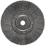 Weiler Trulock Narrow Face Wire Wheel Brush, Round Hole, Steel, Crimped Wire, 6" Diameter, 0.006" Wi