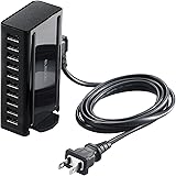 エレコム USB充電器 60W (合計最大出力) USB-A×10 【 iPhone15/ Android / 各種タブレット 対応 】 ACケーブル付属 1.5m EC-ACD04BK