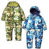 (カーキ/80cm)ベビー服 男の子 カバーオール 長袖 LITTLE BEAR CLUB リトルベアークラブ 中綿 裏フリース 動物迷彩柄プリント フード付 男児 ベビー