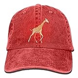 大人 デニム キャップジラフ キリン モー モー アニマル柄 デザイン 大人気 ダンスの帽子 レジャー・キャップ 通気性良好 紫外線対策 日よけ 小顔効果 プリント付き 無地 レッド