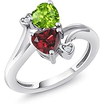 14金WG ペリドット ハート&天使指輪 新品仕上げ済 鑑別付 14金WG