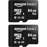 Amazonベーシック microSDXCメモリーカード 64GB (2個セット) フルサイズアダプター付き A2 U3 読み込み速度最大100MB/秒 ブラック