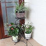 インテリア アイアン調 ガーデニングラック 組み立て式 3段 鉢植え フラワース タンド 花台 (ブラック)