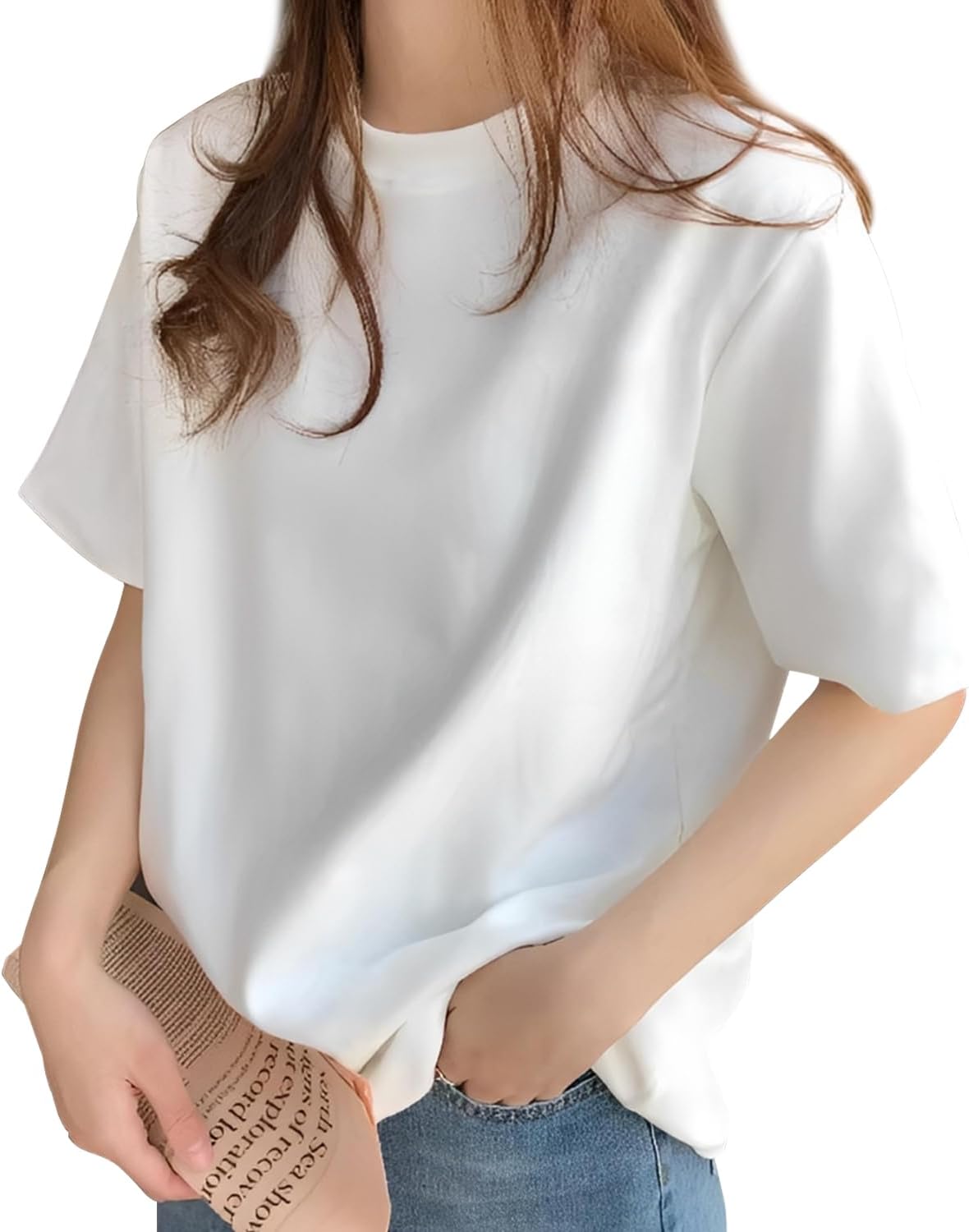 [Joiin Selects] tシャツ レディース 半袖 8.11オンス・綿100%・体型カバー・ゆったり 無地 着痩せ クルーネック 吸汗通気 | 透けない インナーシャツ レディース 春服 夏服 カットソー