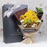 フレグランス ソープフラワー シャボンフラワー 花束 ヒマワリ ブーケ 石鹸 花 枯れない花 水玉 手提げクリアバッグ メッセージカード 付き プレゼント ギフト クリスマスプレゼント 新年 誕生日 