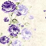 HaokHome 1501フローラル壁紙壁画Rollsバイオレット/グリーンフラワー葉ホームキッチンバスルーム装飾20.8 CM x 393.7 "