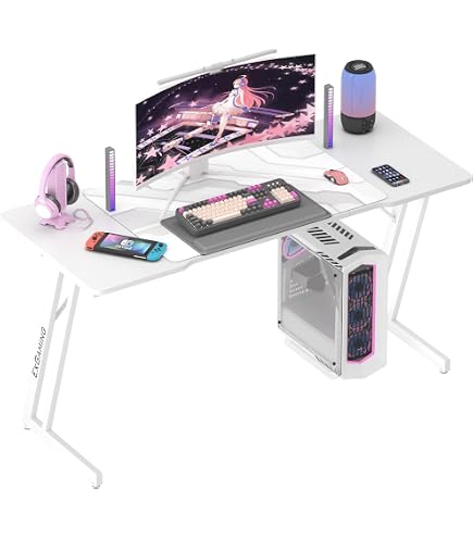 【ゲーミングデスク ホワイト】パソコンデスク 幅112奥行60cm テレワーク Amazon | ゲーミングデスク「メーカー2年保証」幅112cm*奥行60cm*高さ