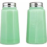 Mosser Glass Salt and Pepper Shaker Holder Set in Jadeite (Green) Color by Mosser Glass