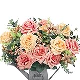 人工花、欧州人工バラ、シルクローズの装飾、シルクフラワー、ウェディング、A Bunch /パック オレンジ B01N6C3X7S
