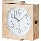 ottostyle.jp 木製 両面掛け時計 電波時計 壁掛け時計 【ナチュラル】 表と裏どちらからも時間が確認できるデザインクロック 静音 サイレントムーブ アナログ 見やすい文字盤 木製フレーム インテリア おしゃれ