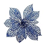 Zabrina 6 Pcs 13cm Christmas Tree Decorative Silk Flower Gold Poinsettia Bush and Red Poinsettia Bus