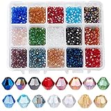PandaHall エリートバイコーンクリスタルガラスビーズ ネックレスジュエリーメイキング用 4x4mm EGLA-PH0003-03-US2