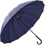 【Amazon限定ブランド】Muslish 傘 メンズ 長傘 ジャンプ傘 16本骨 ワンタッチ グラスファイバー 頑丈 テフロン加工 超撥水 梅雨対策 紳士傘 収納ポーチ付き 1年保証 (ブルー)