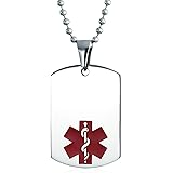 [Bling Jewelry] 男女兼用は人の女性 20 インチの鎖 SM MED LG のためのカスタマイズされた医学の同一証明の医者の医学警報 ID 犬の札の鋼鉄吊り下げ式のネックレスを個人化します