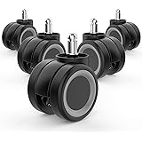 Omyoffice キャスター 椅子 キャスター スムーズな静音キャスター 輪径60MM、シャフト径11MMX22MMユニバーサル5個セット 頑丈なウレタンキャスター オフィスチェア、ゲーミング 差込式椅子キャスター交換、あらゆる床に対応 (グレー)