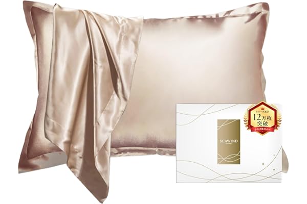 【ヘアケアのプロ監修】 SEAWIND シルク枕カバー【TVで紹介】まくらカバー 洗える 両面シルク90% 19匁 美肌 美髪 うるつや髪 洗濯可 髪に優しい (シャンパンゴールド,43×63cm)