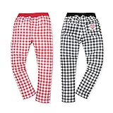ベビー服 女の子 ロング パンツ ボトム ミニ裏毛 チェック柄 ワッペン 女児 ベビー (1.レッド/90cm)