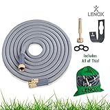 Expandable Hose 100 ft Expanding Water Hose Heavy Duty Latex Solid ON/OFF Brass Valve Connector Incl
