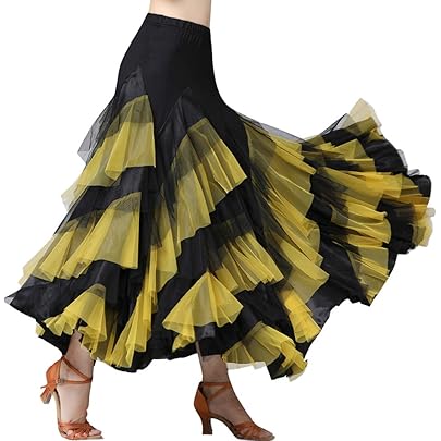 Amazon.co.jp: [hapyours] 社交ダンススカート 花フリルロング丈