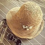 Hatrita-J 韓国の夏の黒色優雅真珠の花の大きい軒の折り畳むシルクハット礼帽シルクハット帽帽,e