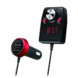 オーディオテクニカ AT-FMR5BT MIC RD Bluetooth FMトランスミッター ハンズフリー機能 本体分離型 141ch スマホ充電 タブレット充電 φ3.5mmオーディオ出力 DC12V/24V対応 マイクあり レッド