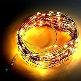 イルミネーションライト LED 10メートル 100球 LED電球 電池式 電球色 リモコン付 点灯8パターン 銅線 ワイヤーライト
