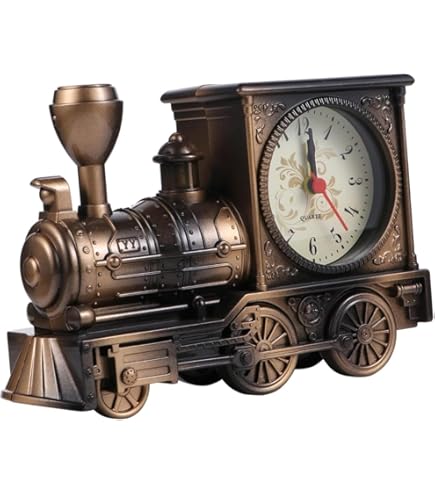 Amazon.co.jp: 蒸気機関車型 置き時計 メタリックカラー アナログ時計