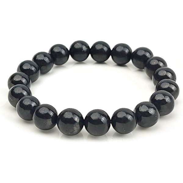 Amazon | [福縁閣] 希少 シュンガイト 6x10mm ボタン ブレスレット 1個