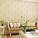 Cheerhuzz European 10 MベージュダマスクTextured Embossed wall paper Modern Luxury立体3d不織布フロック加工壁紙ロールホームデコレーショ