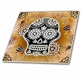 3drose Heike Köhnenデザインスカル – Funny Sugar Skull withグランジ – タイル 12-Inch-Ceramic ct_243041_4