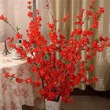 ADSRO人工チェリーばねPlum Peach Blossom Branchシルクフラワーツリー装飾 レッド 1Q151301XJZR492