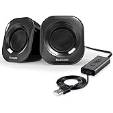 エレコム PCスピーカ- USB接続 ボリューム調整 ミュート機能 最大出力5W コンパクト ブラック MS-P08USB2BK 72×74×82mm