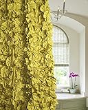 DSオリーブゴールドCut Flower Hand Madeシャワーカーテン72 " SquareボタンHoled without Liner