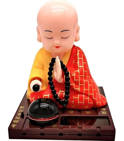 Amazon.co.jp: 僧侶 置物 小坊主の彫像ソーラーヘッドのおもちゃ 太陽