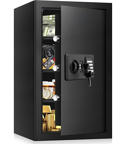 6.1 Cu. Ft. Extra Large Fireproof Waterproof Biometric Safe – Fingerprint & Keypad Lock, Hidden Compartment, For Home Documents, Guns, And Valuables