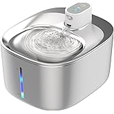 Advwin Cat Water Fountain Battery Operated, Automatic 4L Stainless Steel Pet Water Fountain for Cats Dogs with Motion Sensor,