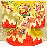【大牡丹・壺たれ紋様・山吹色】 女児　初着　祝着 のしめ 産着 女の子のお宮参り着物 高級 フードセットプレゼント付