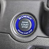 スズキ エブリイ DA17W DA17V エンジン スタートボタン リング アルミ合金カバー 耐熱両面テープ付 取り付け簡単 内装アクセサリー (ブルー, エブリイ)