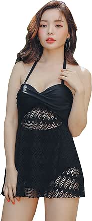 Amazon No Name But 水着 レディース ママ 体型カバー ワンピース 大きいサイズ 黒 レース M ワンピース 通販