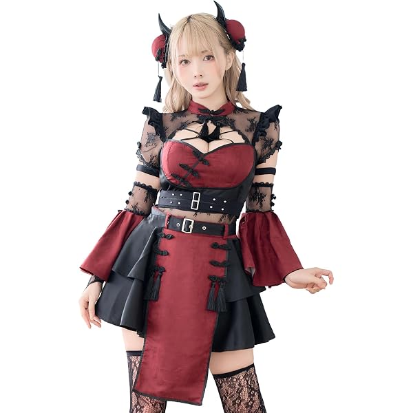 Amazon.co.jp: [Malymoon] コスプレ 仮装 チャイナ 中華 レッド シスル