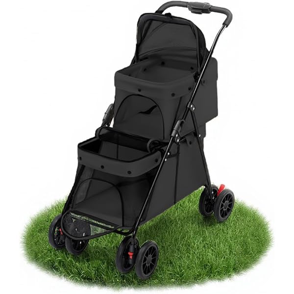 Amazon.co.jp: 二段式 ペット用ベビーカー 多機能 多頭用 4輪中型